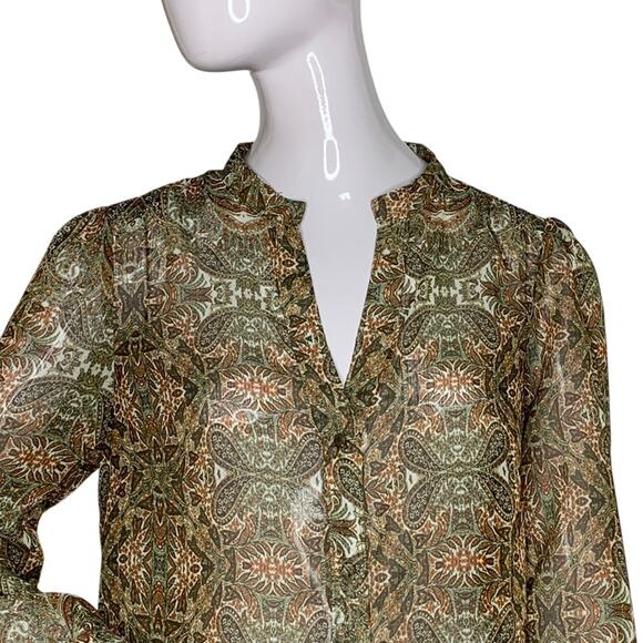 Velvet Heart Sheer Button Down Blouse Long Sleeve Size XS - Picture 2 of 10